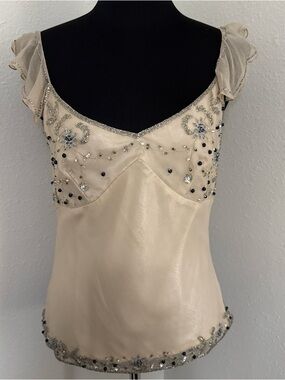 Arianna Papell  100 % silk Vtg handbeaded Y2K whimsy goth festival babydoll  Med
